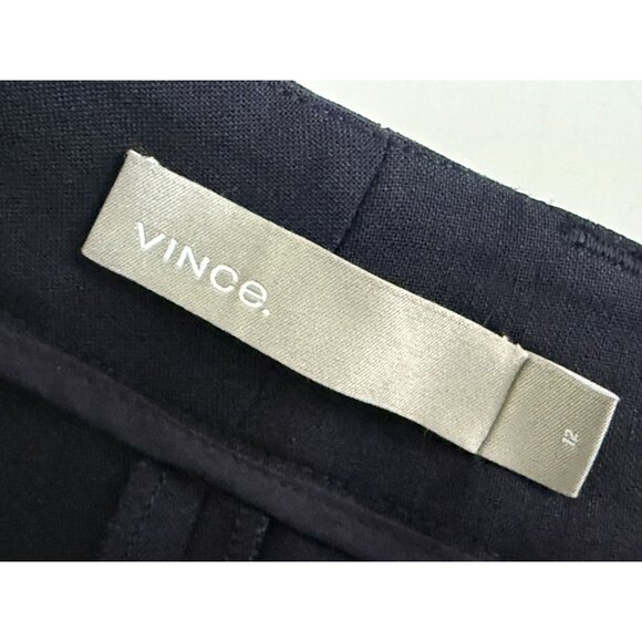 Vince Womens Slim-Fit Navy Trousers Size 12 Wool Blend With Pockets - Picture 4 of 8